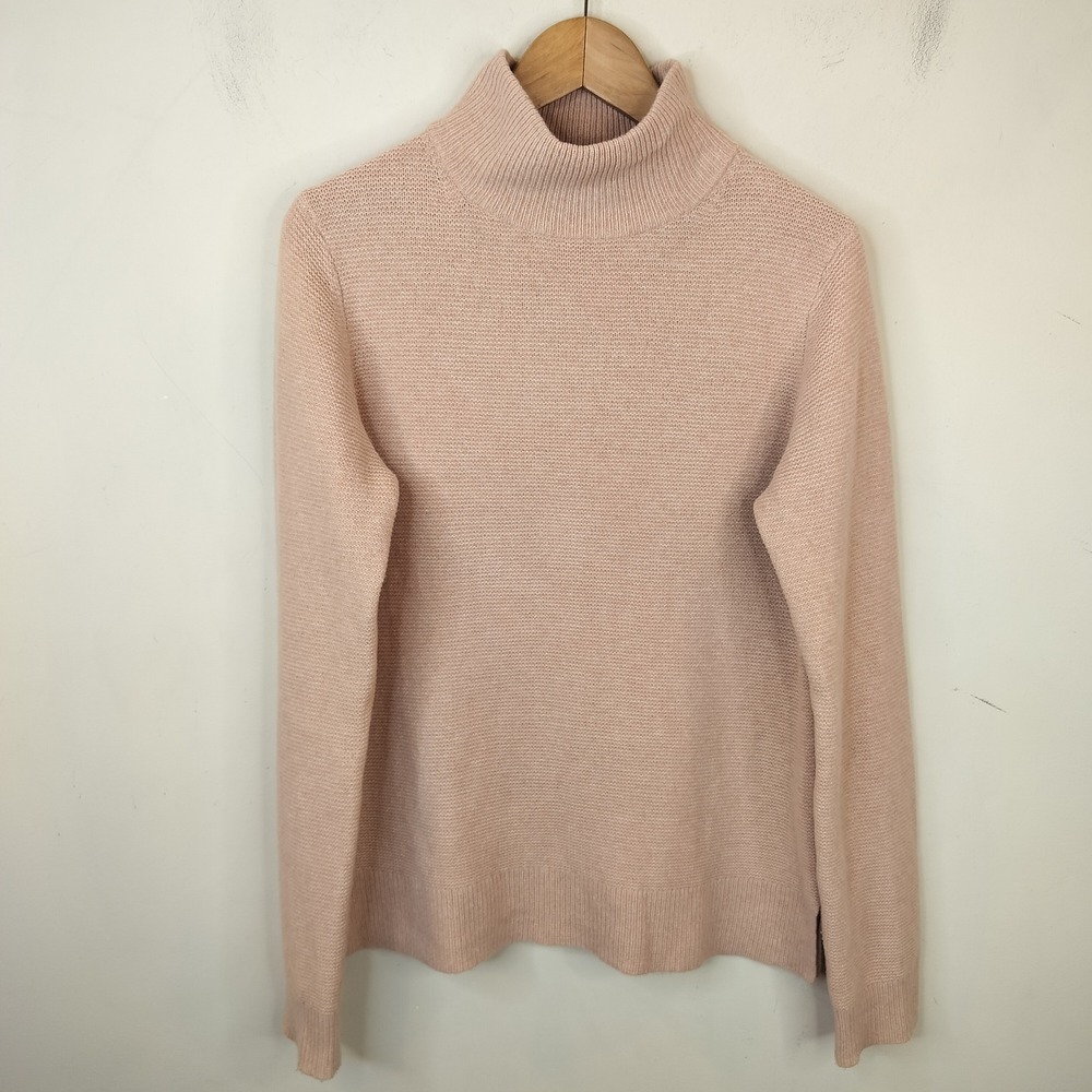 Equipment Femme Wool Sweater Womens Large Mock Neck Minimalist Pink